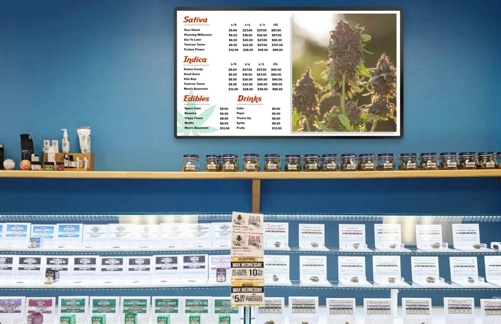 cannabis store menu boards design ideas