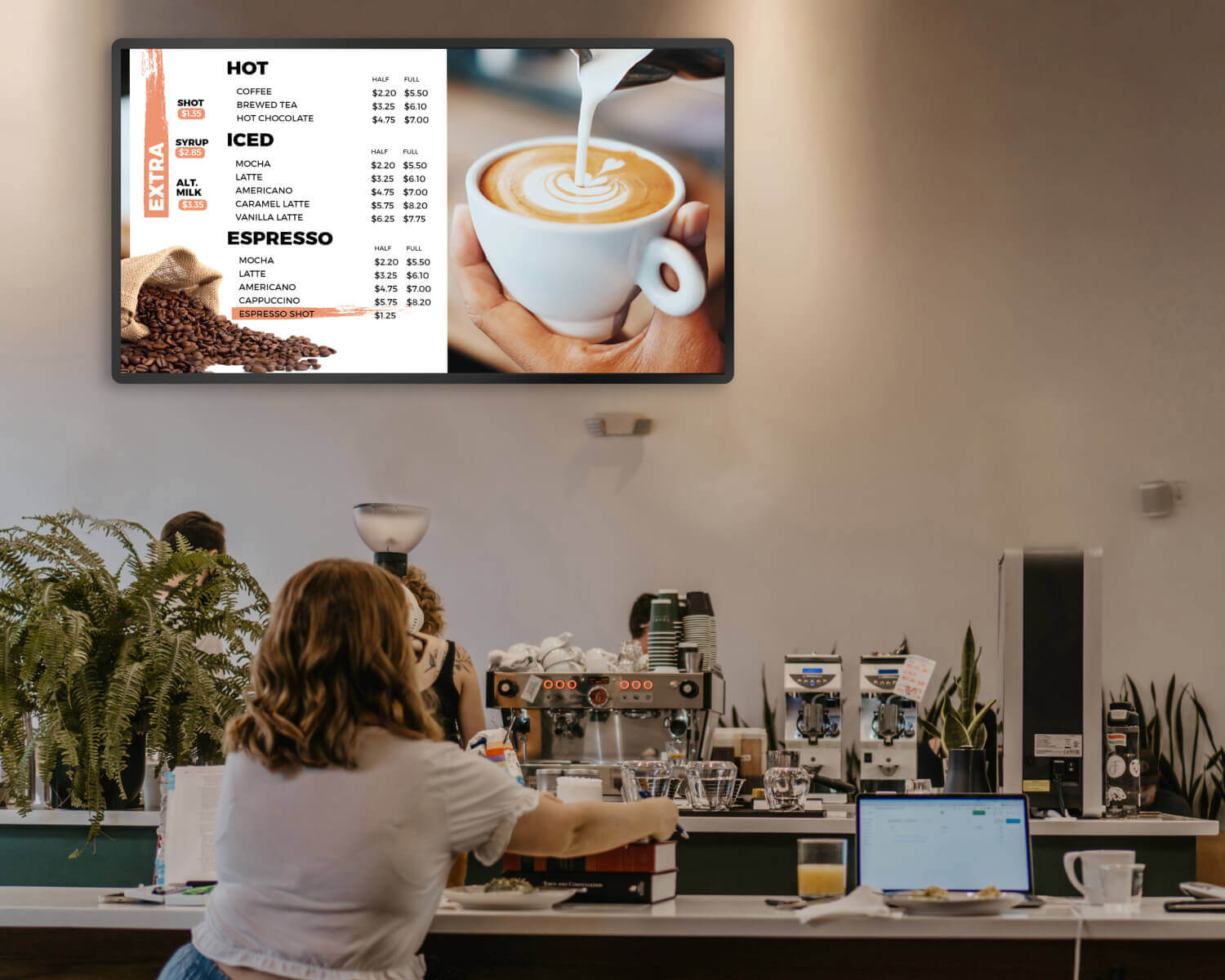 publish your coffee menu templates on tv screen